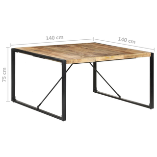 vidaXL Dining Table 140x140x75 cm Rough Mango Wood - Giant Lobelia