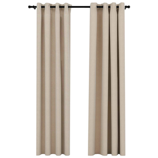 vidaXL Linen-Look Blackout Curtains with Grommets 2pcs Beige 140x225cm - Giant Lobelia