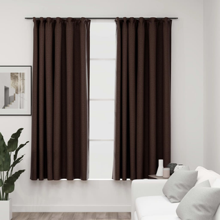 vidaXL Linen-Look Blackout Curtains with Hooks 2 pcs Taupe 140x175 cm - Giant Lobelia