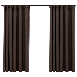 vidaXL Linen-Look Blackout Curtains with Hooks 2 pcs Taupe 140x175 cm - Giant Lobelia