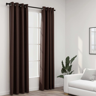 vidaXL Linen-Look Blackout Curtains with Grommets 2pcs Taupe 140x245cm - Giant Lobelia