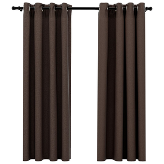 vidaXL Linen-Look Blackout Curtains with Grommets 2pcs Taupe 140x175cm - Giant Lobelia