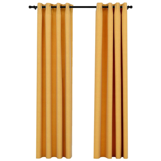 vidaXL Linen-Look Blackout Curtains with Grommets 2pcs Yellow 140x245cm - Giant Lobelia