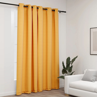 vidaXL Linen-Look Blackout Curtains with Grommets Yellow 290x245cm - Giant Lobelia