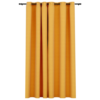 vidaXL Linen-Look Blackout Curtains with Grommets Yellow 290x245cm - Giant Lobelia