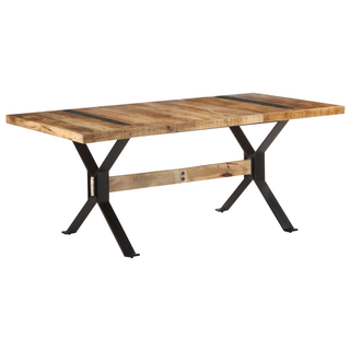 vidaXL Dining Table 180x90x76 cm Rough Mango Wood - Giant Lobelia