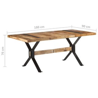 vidaXL Dining Table 180x90x76 cm Rough Mango Wood - Giant Lobelia