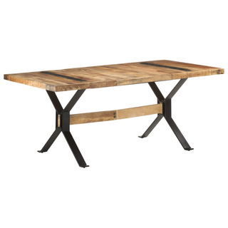 vidaXL Dining Table 180x90x76 cm Rough Mango Wood - Giant Lobelia