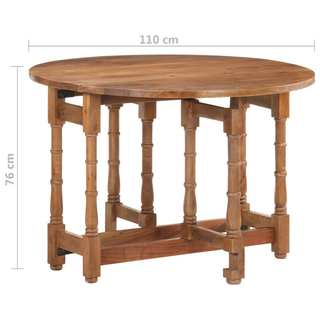 vidaXL Dining Table Round 110x76 cm Solid Mango Wood - Giant Lobelia