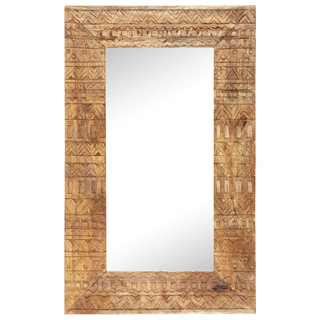 vidaXL Hand-Carved Mirror 80x50x2.5 cm Solid Mango Wood - Giant Lobelia