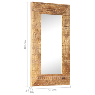 vidaXL Hand-Carved Mirror 80x50x2.5 cm Solid Mango Wood - Giant Lobelia