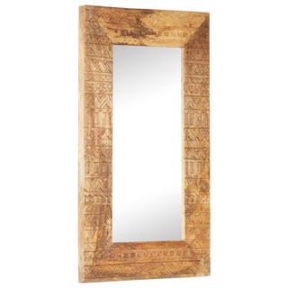 vidaXL Hand-Carved Mirror 80x50x2.5 cm Solid Mango Wood - Giant Lobelia