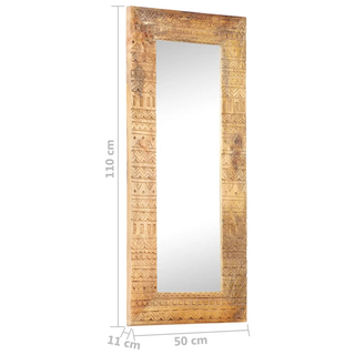 vidaXL Hand-Carved Mirror 110x50x2.5 cm Solid Mango Wood - Giant Lobelia