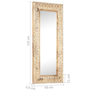 vidaXL Hand-Carved Mirror 110x50x2.6 cm Solid Mango Wood - Giant Lobelia