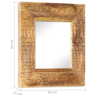 vidaXL Hand-Carved Mirror 50x50x2.5 cm Solid Mango Wood - Giant Lobelia