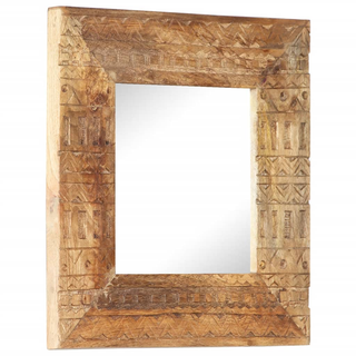 vidaXL Hand-Carved Mirror 50x50x2.5 cm Solid Mango Wood - Giant Lobelia