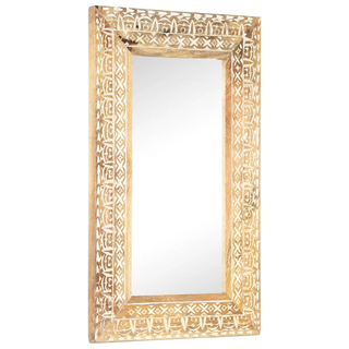 vidaXL Hand-Carved Mirror 80x50x2.6 cm Solid Mango Wood - Giant Lobelia