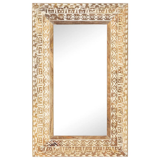 vidaXL Hand-Carved Mirror 80x50x2.6 cm Solid Mango Wood - Giant Lobelia