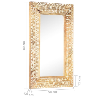 vidaXL Hand-Carved Mirror 80x50x2.6 cm Solid Mango Wood - Giant Lobelia