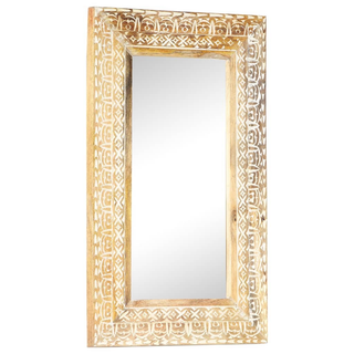 vidaXL Hand-Carved Mirror 80x50x2.6 cm Solid Mango Wood - Giant Lobelia