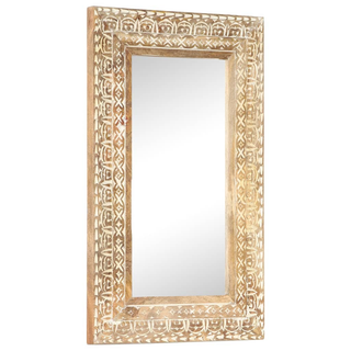 vidaXL Hand-Carved Mirror 80x50x2.6 cm Solid Mango Wood - Giant Lobelia