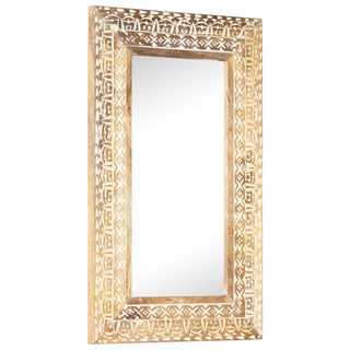 vidaXL Hand-Carved Mirror 80x50x2.6 cm Solid Mango Wood - Giant Lobelia