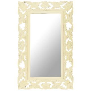 vidaXL Hand Carved Mirror White 80x50 cm Solid Mango Wood - Giant Lobelia