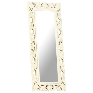 vidaXL Hand Carved Mirror White 110x50 cm Solid Mango Wood - Giant Lobelia