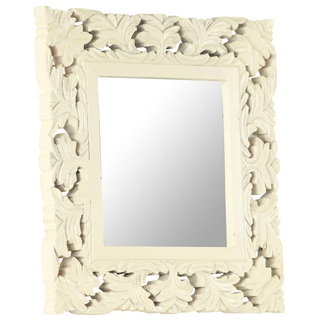 vidaXL Hand Carved Mirror White 50x50 cm Solid Mango Wood - Giant Lobelia