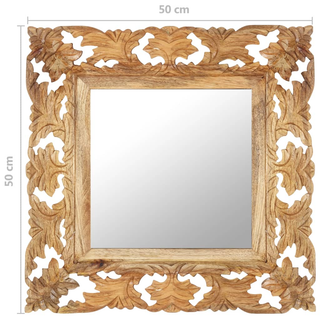 vidaXL Hand Carved Mirror Brown 50x50 cm Solid Mango Wood - Giant Lobelia