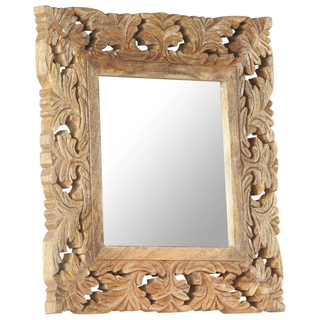 vidaXL Hand Carved Mirror Brown 50x50 cm Solid Mango Wood - Giant Lobelia