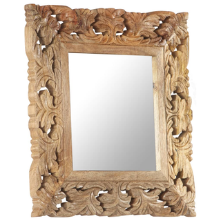 vidaXL Hand Carved Mirror Brown 50x50 cm Solid Mango Wood - Giant Lobelia