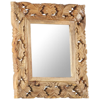 vidaXL Hand Carved Mirror Brown 50x50 cm Solid Mango Wood - Giant Lobelia