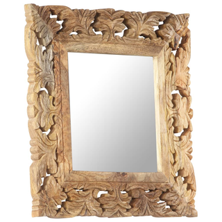 vidaXL Hand Carved Mirror Brown 50x50 cm Solid Mango Wood - Giant Lobelia