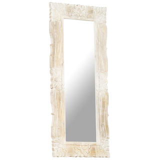 vidaXL Mirror White 110x50 cm Solid Mango Wood - Giant Lobelia