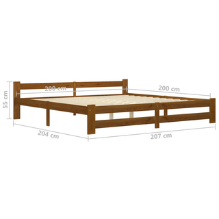 Bed Frame Honey Brown Solid Pine Wood 200x200 cm - Giant Lobelia