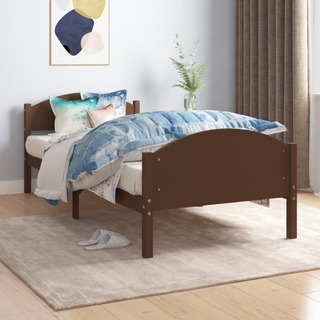 Bed Frame Dark Brown Solid Pine Wood 100x200 cm - Giant Lobelia