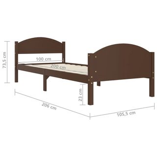 Bed Frame Dark Brown Solid Pine Wood 100x200 cm - Giant Lobelia