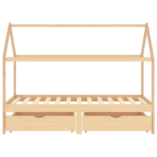 Kids Bed Frame with Drawers Solid Pine Wood 90x200 cm - Giant Lobelia