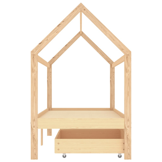 Kids Bed Frame with Drawers Solid Pine Wood 90x200 cm - Giant Lobelia