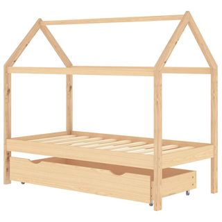 Kids Bed Frame with a Drawer Solid Pine Wood 80x160 cm - Giant Lobelia