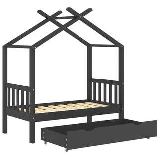 vidaXL Kids Bed Frame with a Drawer Dark Grey Solid Pine Wood 70x140cm - GIANT LOBELIA