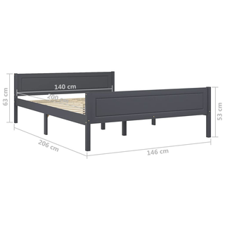 Bed Frame Solid Pinewood Grey 140x200 cm - Giant Lobelia