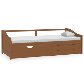 3-Seater Day Bed with Drawers Honey Brown Solid Pinewood 90x200 cm - Giant Lobelia