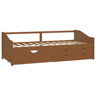 3-Seater Day Bed with Drawers Honey Brown Solid Pinewood 90x200 cm - Giant Lobelia