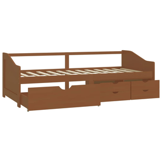 3-Seater Day Bed with Drawers Honey Brown Solid Pinewood 90x200 cm - Giant Lobelia