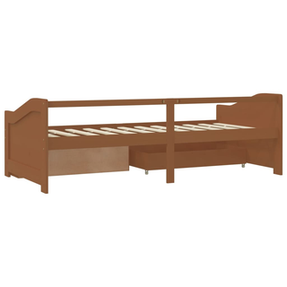 3-Seater Day Bed with Drawers Honey Brown Solid Pinewood 90x200 cm - Giant Lobelia