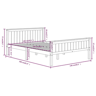 Bed Frame Grey Solid Wood Pine 140x200 cm - Giant Lobelia