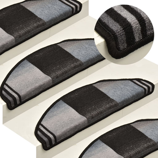 vidaXL Self-adhesive Stair Mats 15 pcs Black and Grey 65x21x4 cm - Giant Lobelia