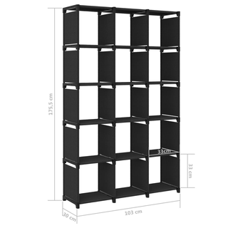 15-Cube Display Shelf Black 103x30x175.5 cm Fabric - Giant Lobelia